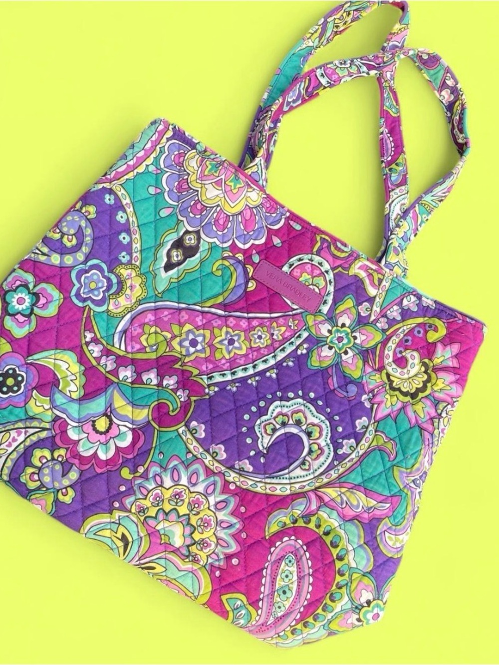 Vera Bradley Heather Vibrant Purple & Teal Paisley Quilted Tote